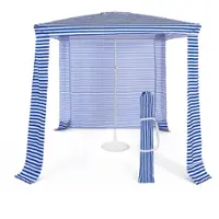 Costway - 6.6' x 6.6' Foldable Beach Cabana Easy-Setup Beach Canopy with Carry Bag - Navy - Front_Zoom