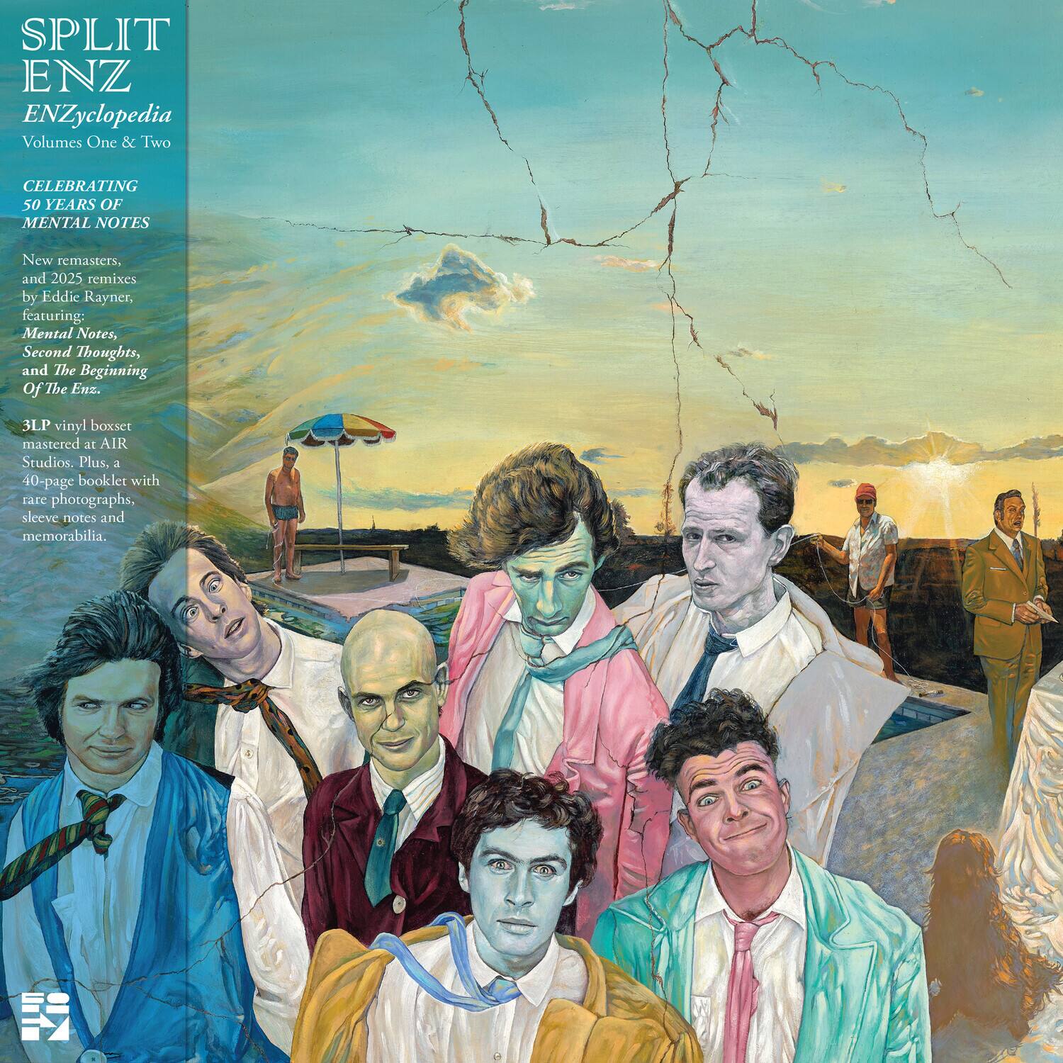 SPLIT ENZ  
ENZyclopedia  
Volumes One & Two  

CELEBRATING 50 YEARS OF MENTAL NOTES  

New remasters, and 2025 remixes by Eddie Rayner, featuring: Mental Notes, Second Thoughts, and The Beginning Of The Enz.  

3LP vinyl boxset mastered at AIR Studios. Plus, a 40-page booklet with rare photographs, sleeve notes and memorabilia.
