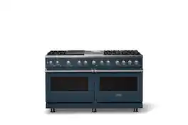 Viking - 60"W. 8 Burner Pro 5 Series 9.4 Cu. Ft. Freestanding Sealed LP Dual Fuel ConvectionRange/Griddle/Grill - Squall