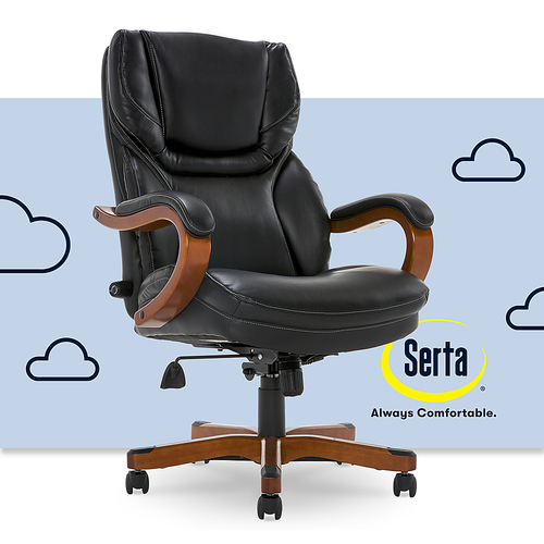 Serta - 5-Pointed Star Bonded Leather and Bentwood Executive Chair - Black was $333.99 now $261.99 (22.0% off)
