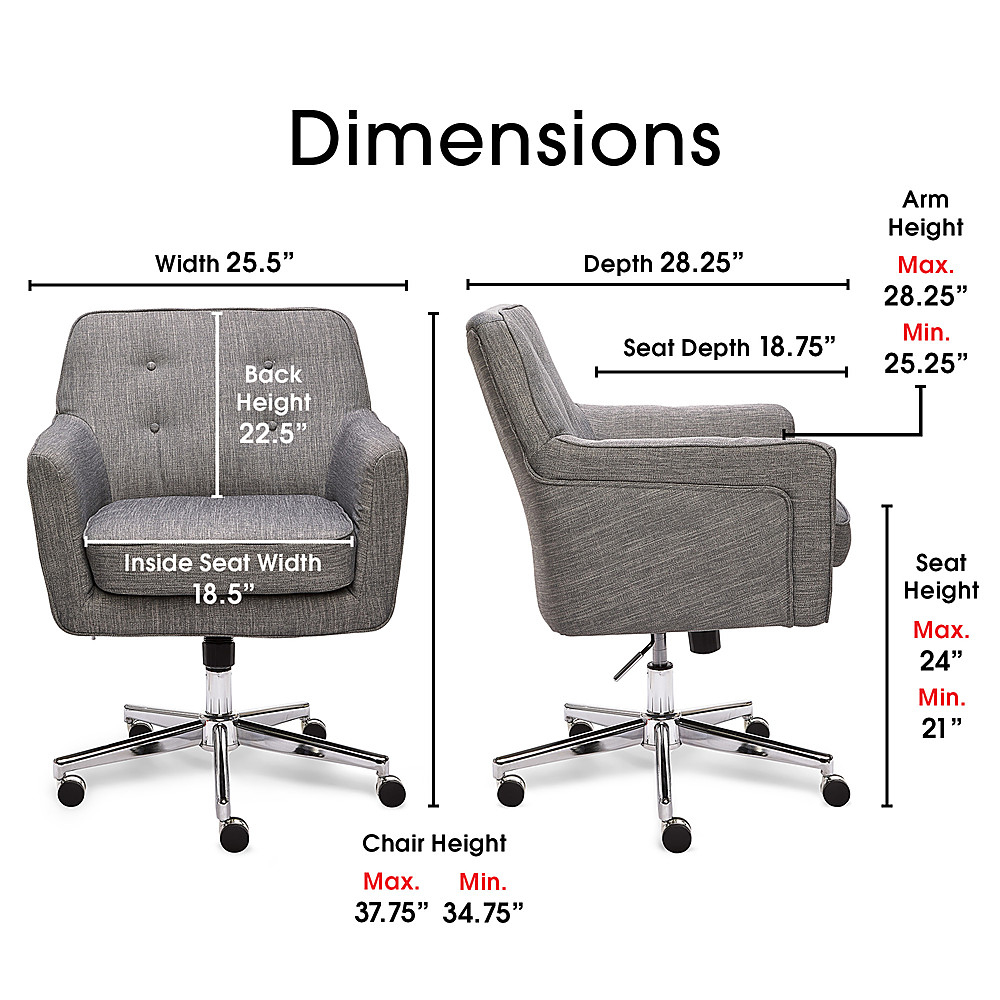 Serta Leighton Modern Memory Foam & Twill Fabric Home Office Chair Graphite  47925B - Best Buy
