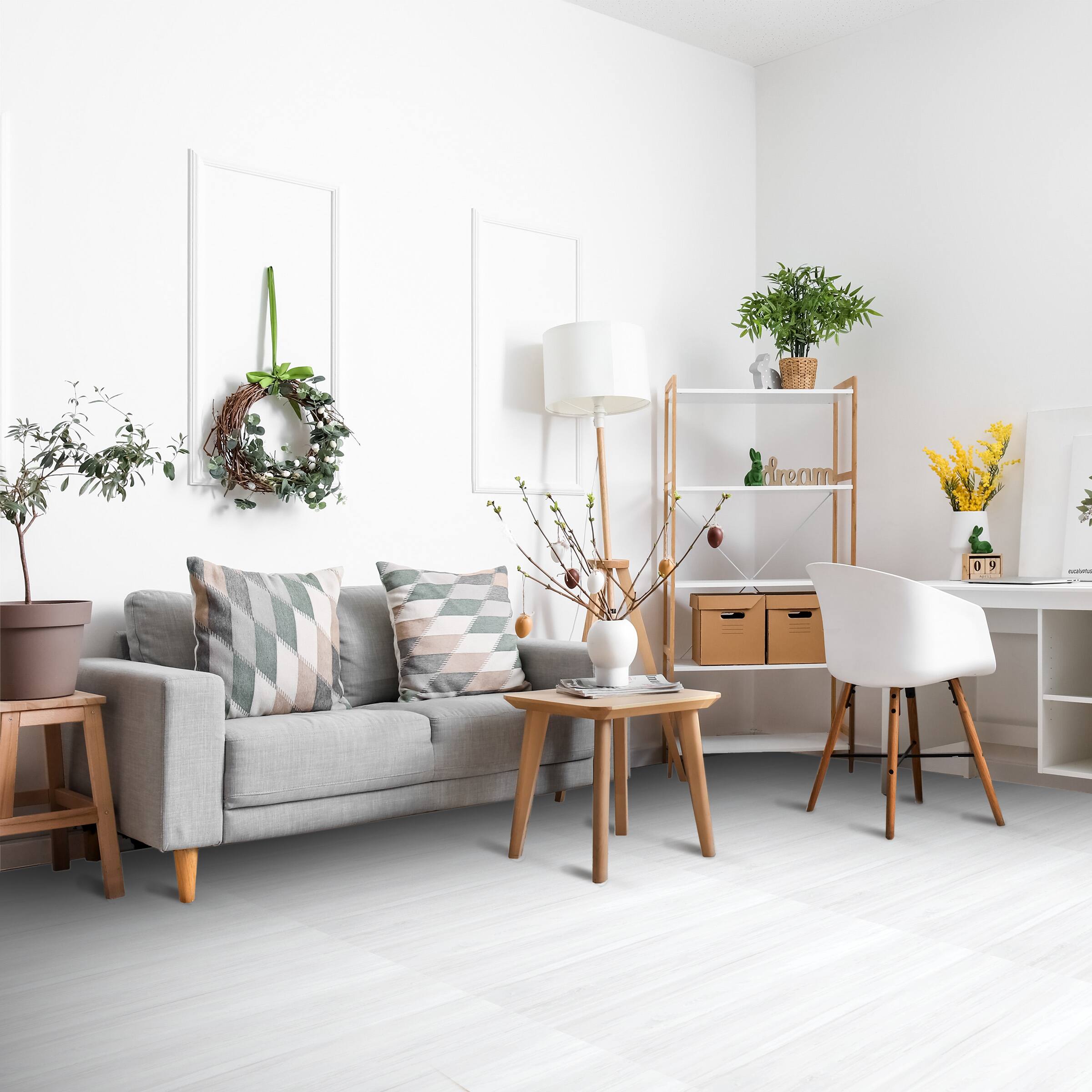 Alt View 1. Sorbus - Sorbus 144 Sq. Ft. Wood Grain Floor Tiles Foam Mat EVA Interlocking Mats Tile 3/8-Inch Thick Flooring Mats w/Borders - White.