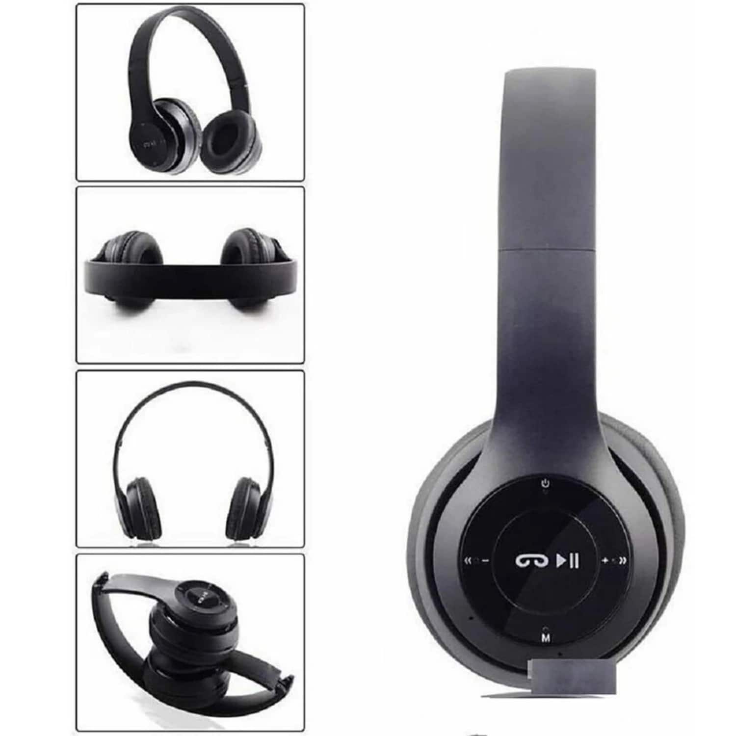 Front. Stock Preferred - Wireless Bluetooth Headphones with Mic - Black.