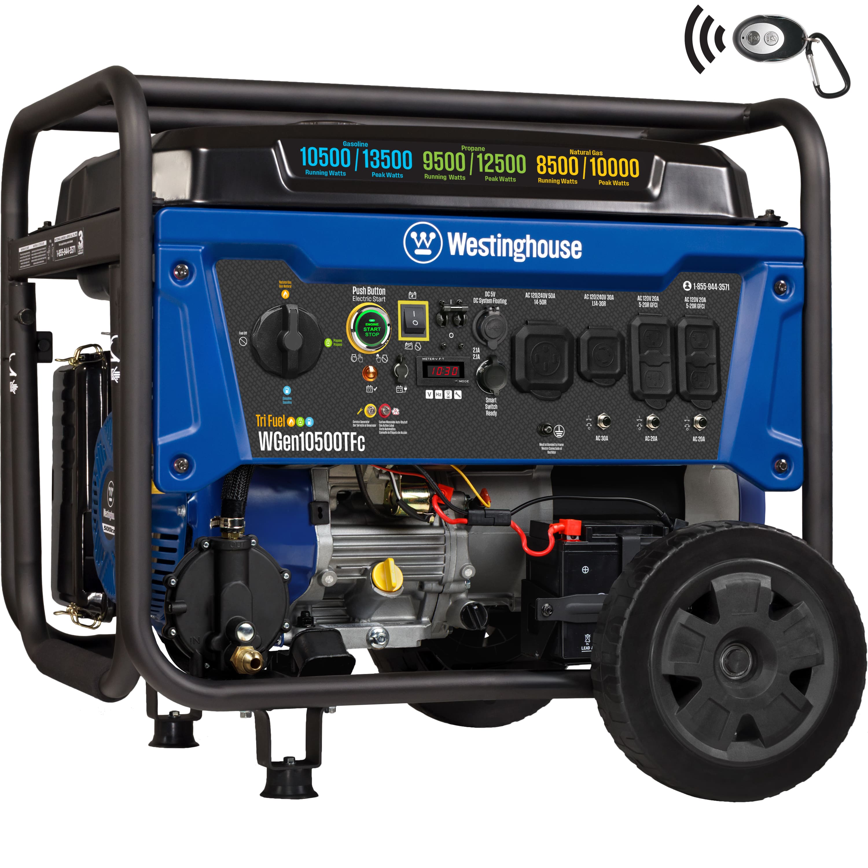 Westinghouse - 13,500/10,500-Watt Tri-Fuel Gas, Propane, Natural Gas Powered Portable Generator with Remote Electric Start, 50A Outlet - Blue price history on PriceWatchPro