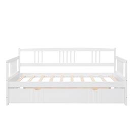 GOODSILO - Twin Size Daybed with Trundle - Solid Wood Frame for Versatile Living Space Solutions - White