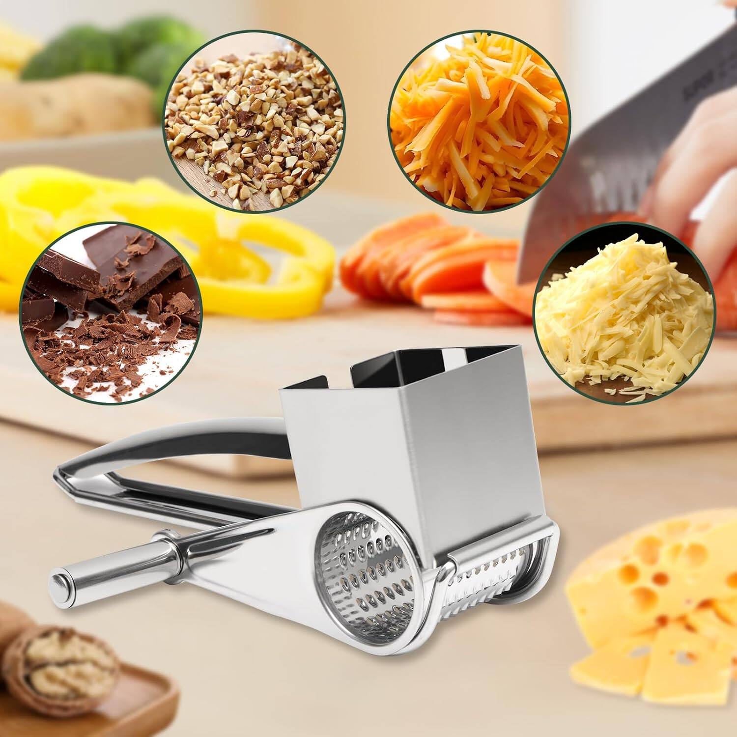 Alt View 3. Giantpower - Stainless Steel Single Drum Rotary Cheese Grater.