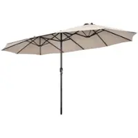 Costway - 15FT Patio Double-Sided Umbrella Crank Outdoor Garden Market Sun Shade - Beige - Front_Zoom