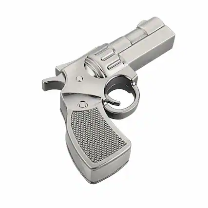 Front. Stock Preferred - 32GB USB 2.0 Metal Gun Flash Drive – Novelty Memory Stick - Silver.