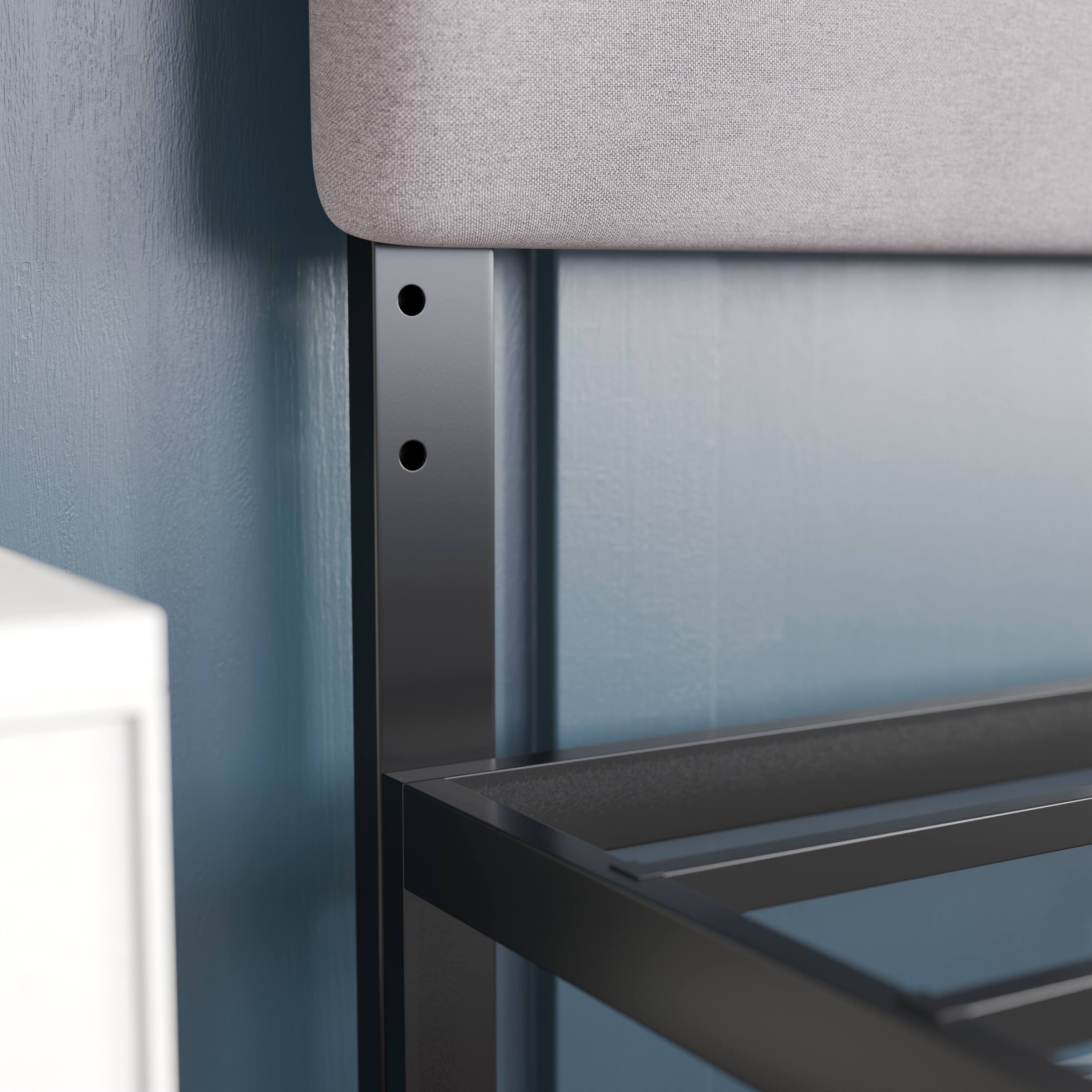 Alt View 4. Emma + Oliver - Gannon Modern Upholstered Headboard with Horizontal Line Stitching and Adjustable Height Rails - Gray.