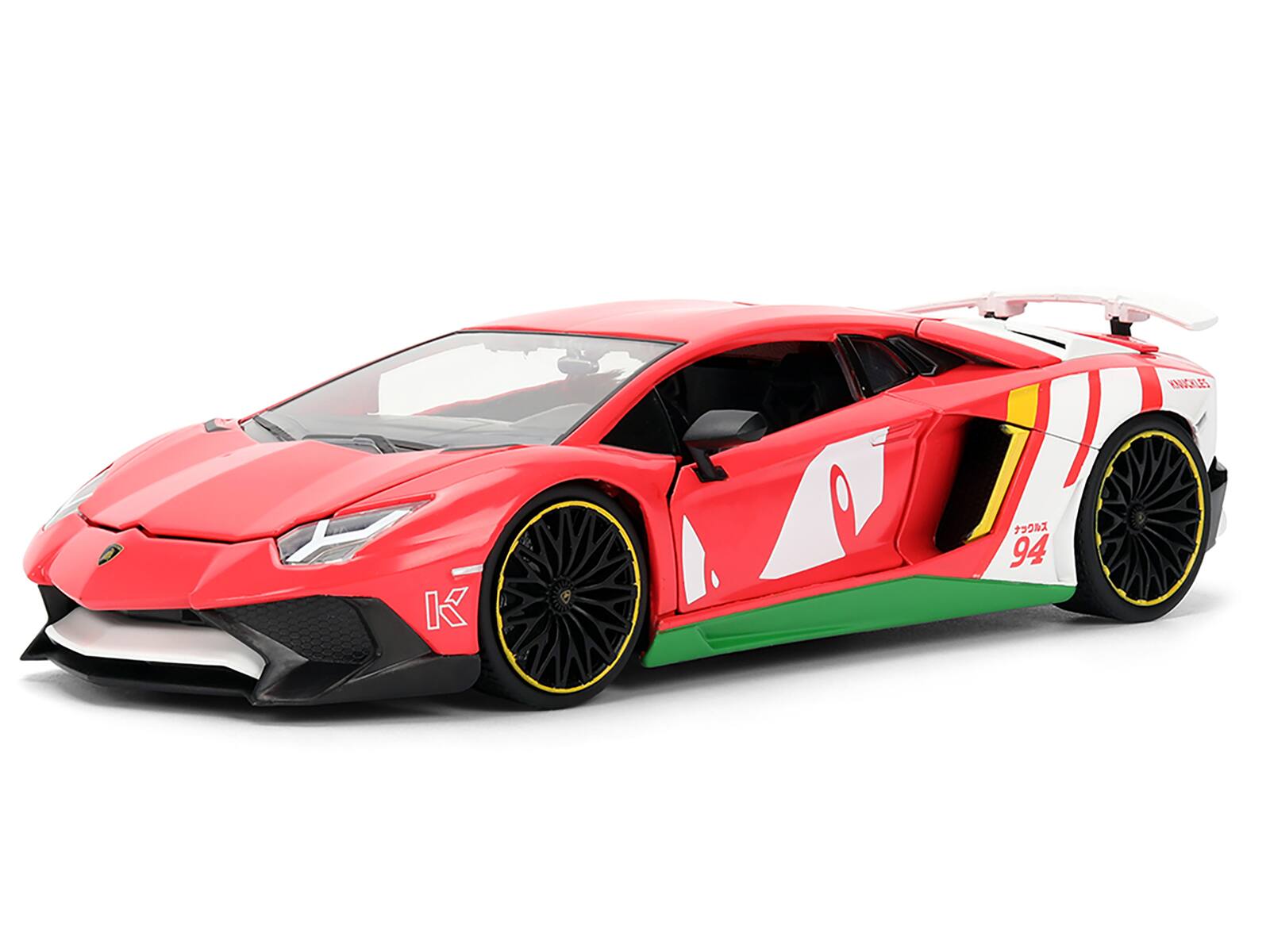 Alt View 1. Jada - Lamborghini Aventador SV Red with Graphics & Figure "Sonic The Hedgehog" Franchise "Hollywood Rides" 1/24 Model by Jada - Multicolor.