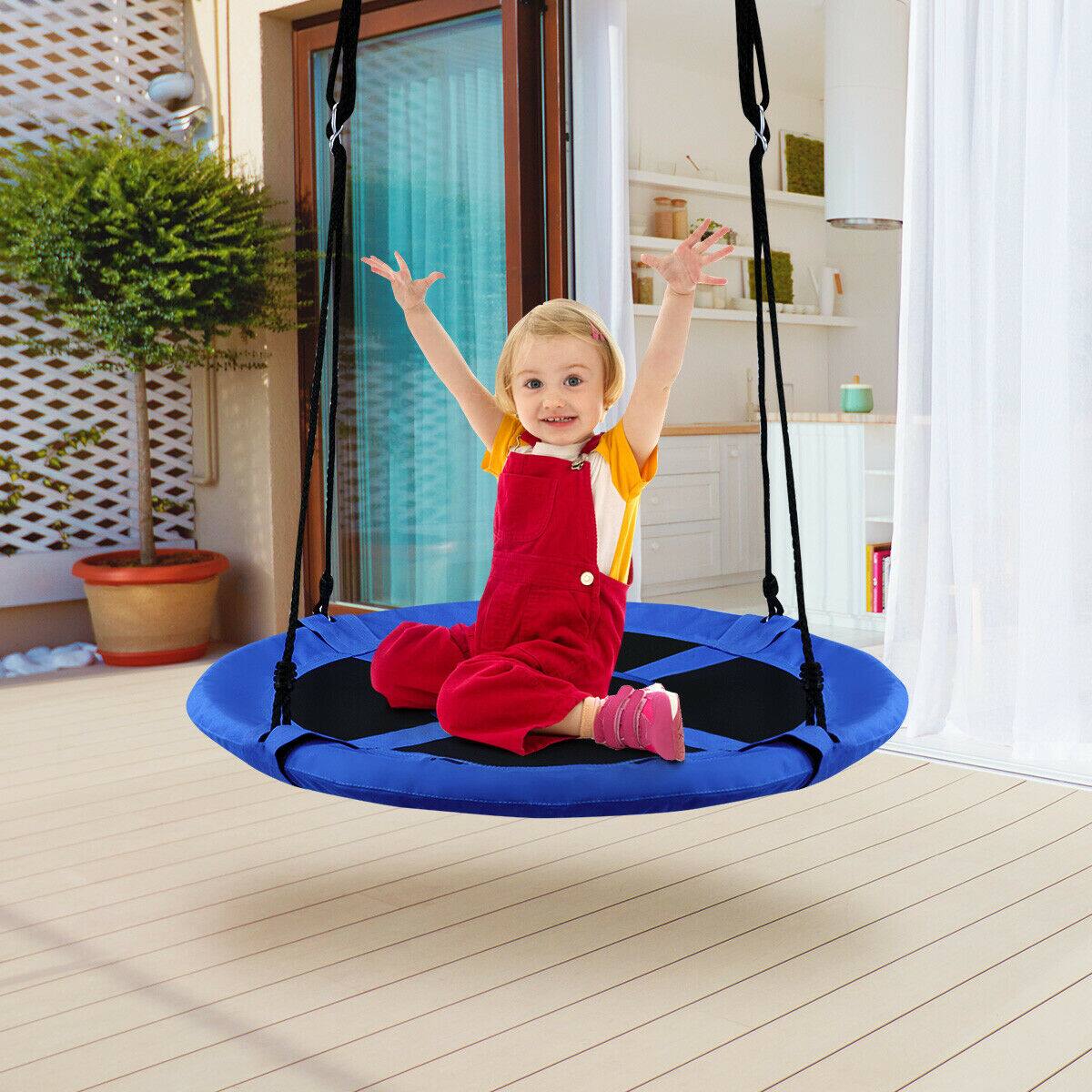 Alt View 3. Costway - Costway 40" Flying Saucer Tree Swing Indoor Outdoor Play Set Swing for Kids - Blue.