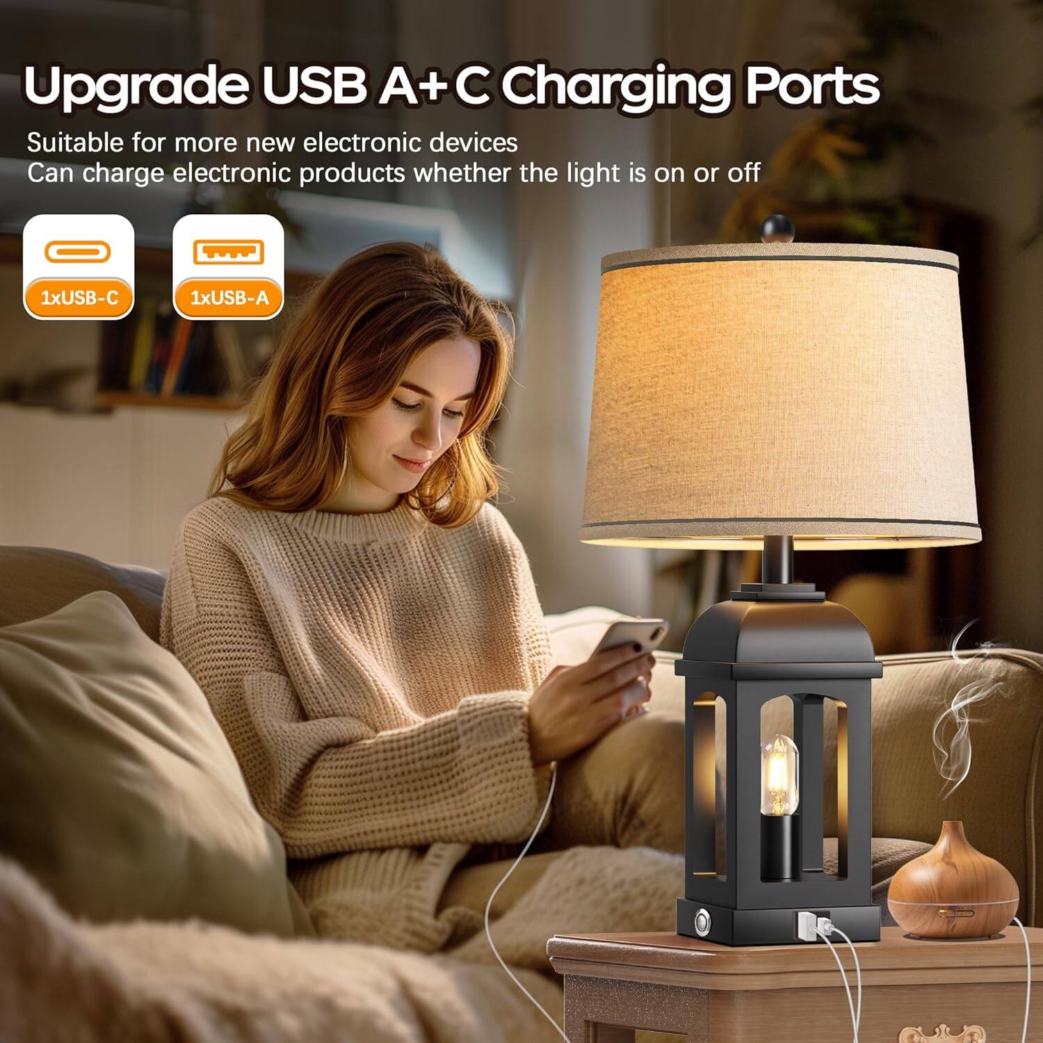Upgrade USB A+C Charging Ports

Suitable for more new electronic devices  
Can charge electronic products whether the light is on or off

1xUSB-C  
1xUSB-A