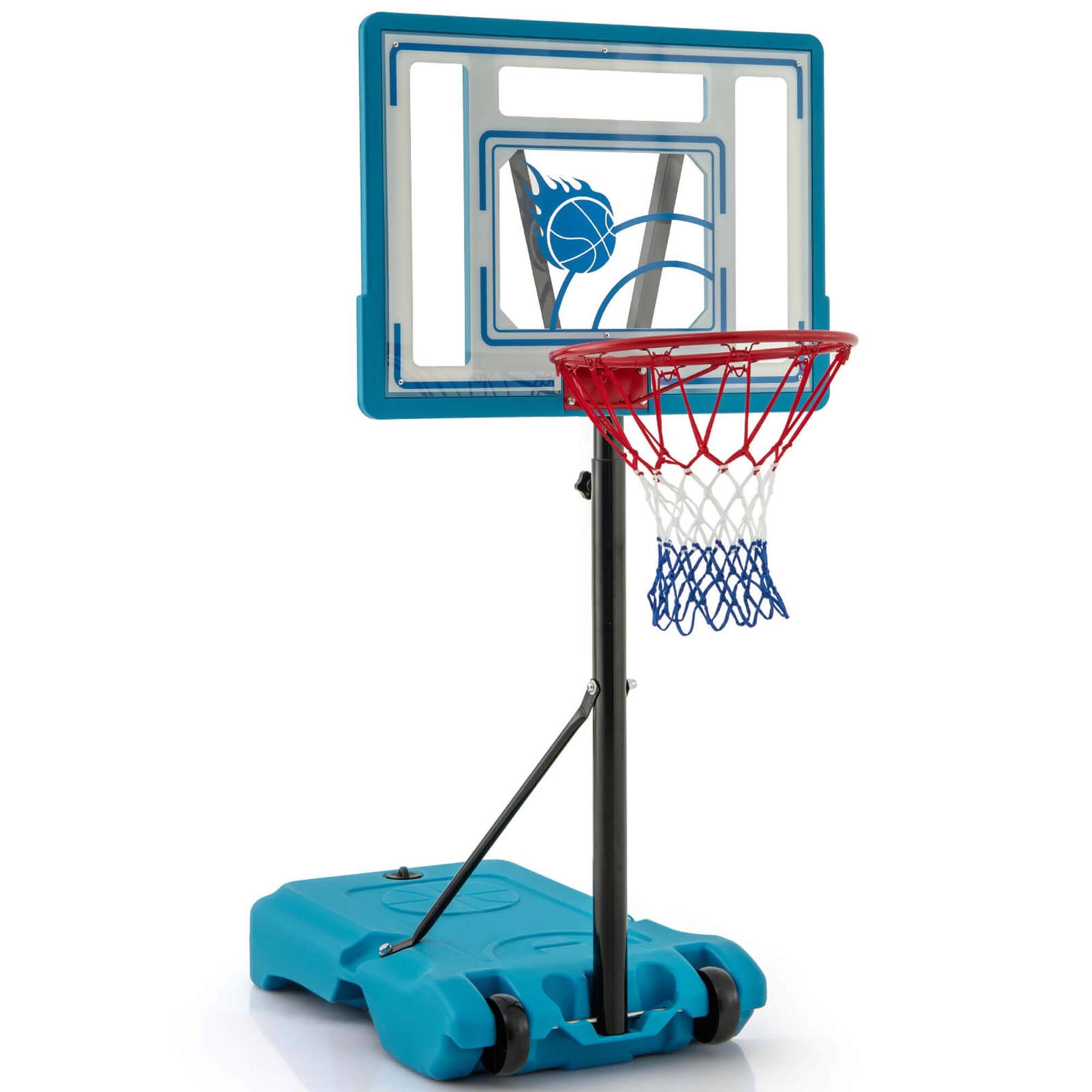 Front. Costway - Costway Pool Basketball Hoop 3.8-4.4 FT Adjustable Poolside BasketballGoal System - Blue.