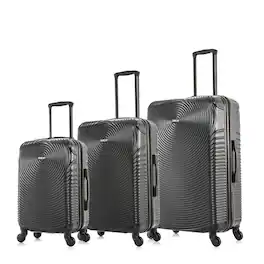 DUKAP - Inception Lightweight Hardside Spinner 3 Piece Luggage Set 20"/24"/28" - Black