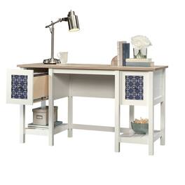 Hivvago - FarmHouse Blue Oak Top 2 Drawer Office Writing Desk - White