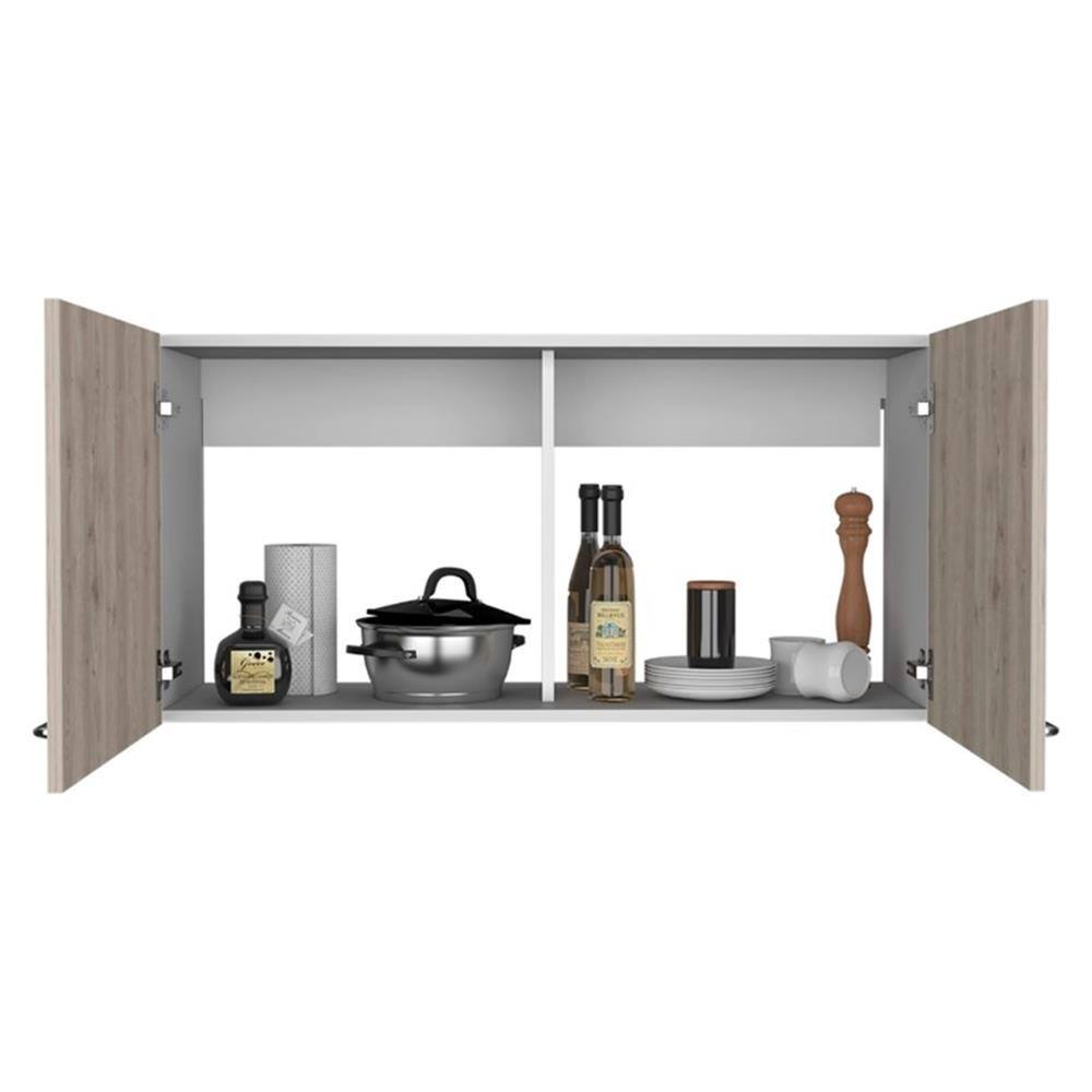 Left. Acme Furniture - Napoles Wall Cabinet - Engineered Wood - White - Light Grey.