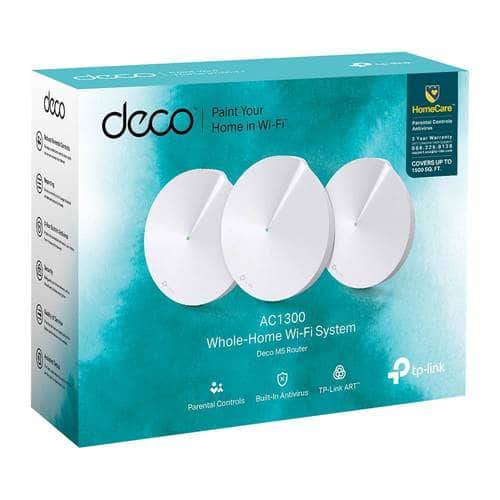 TP Link Deco AC1300 Dual Band Mesh Wi Fi System (3 pack) DECO M5