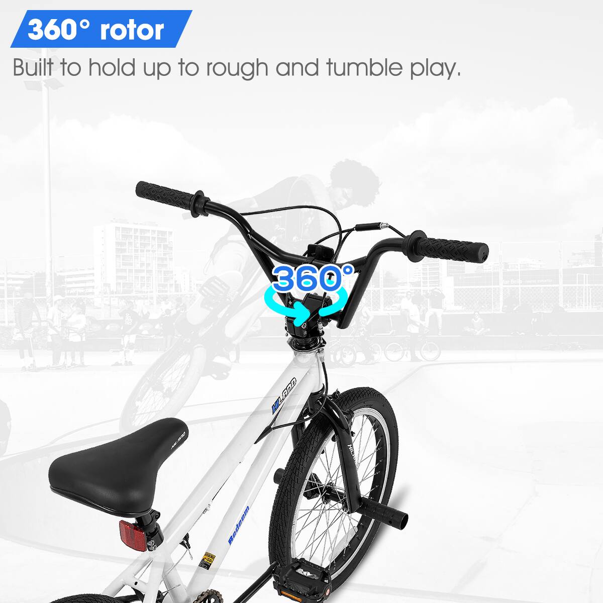 360° rotor  
Built to hold up to rough and tumble play.