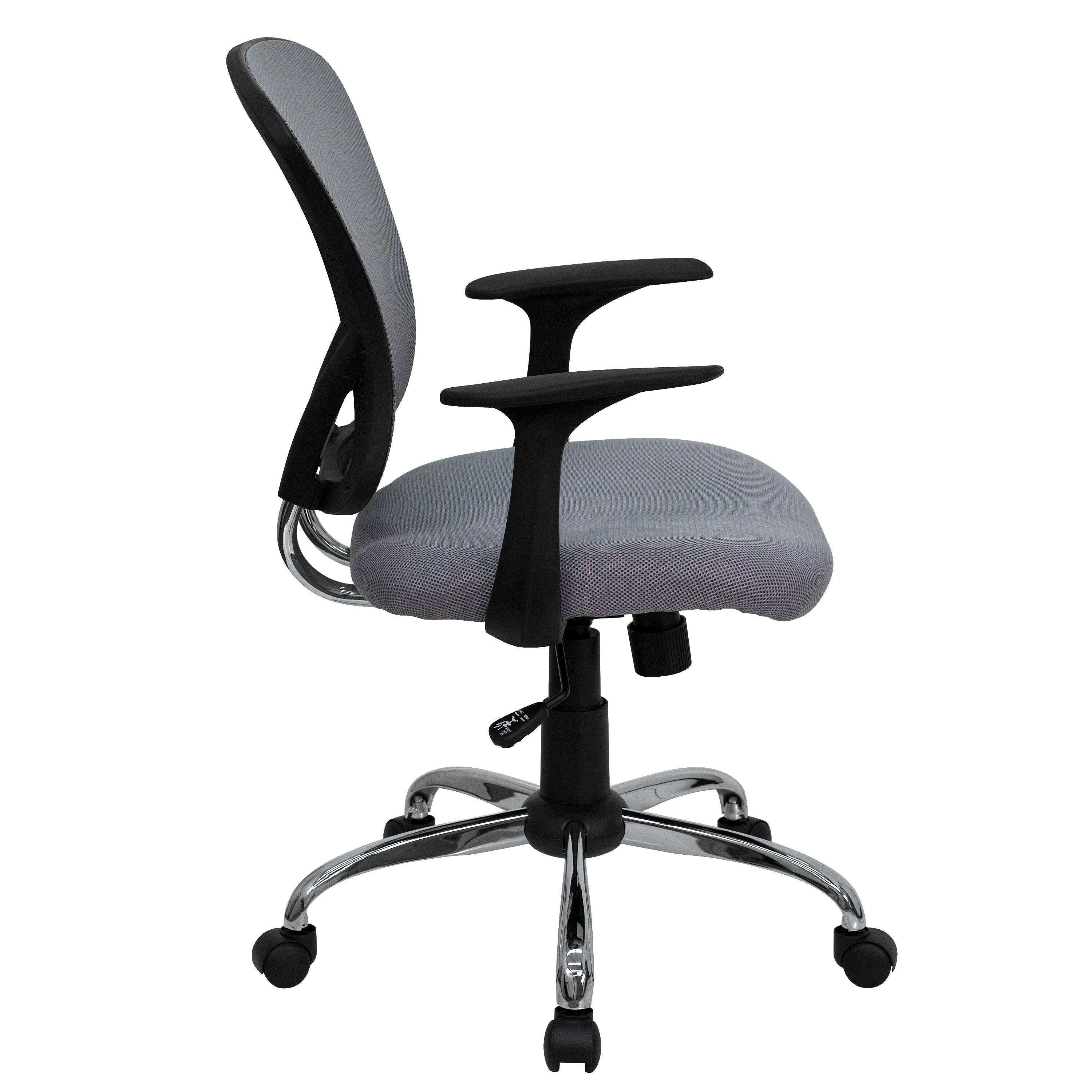 Alt View 6. Emma + Oliver - Mid-Back Mesh Swivel Task Office Chair with Chrome Base and Arms - Gray.