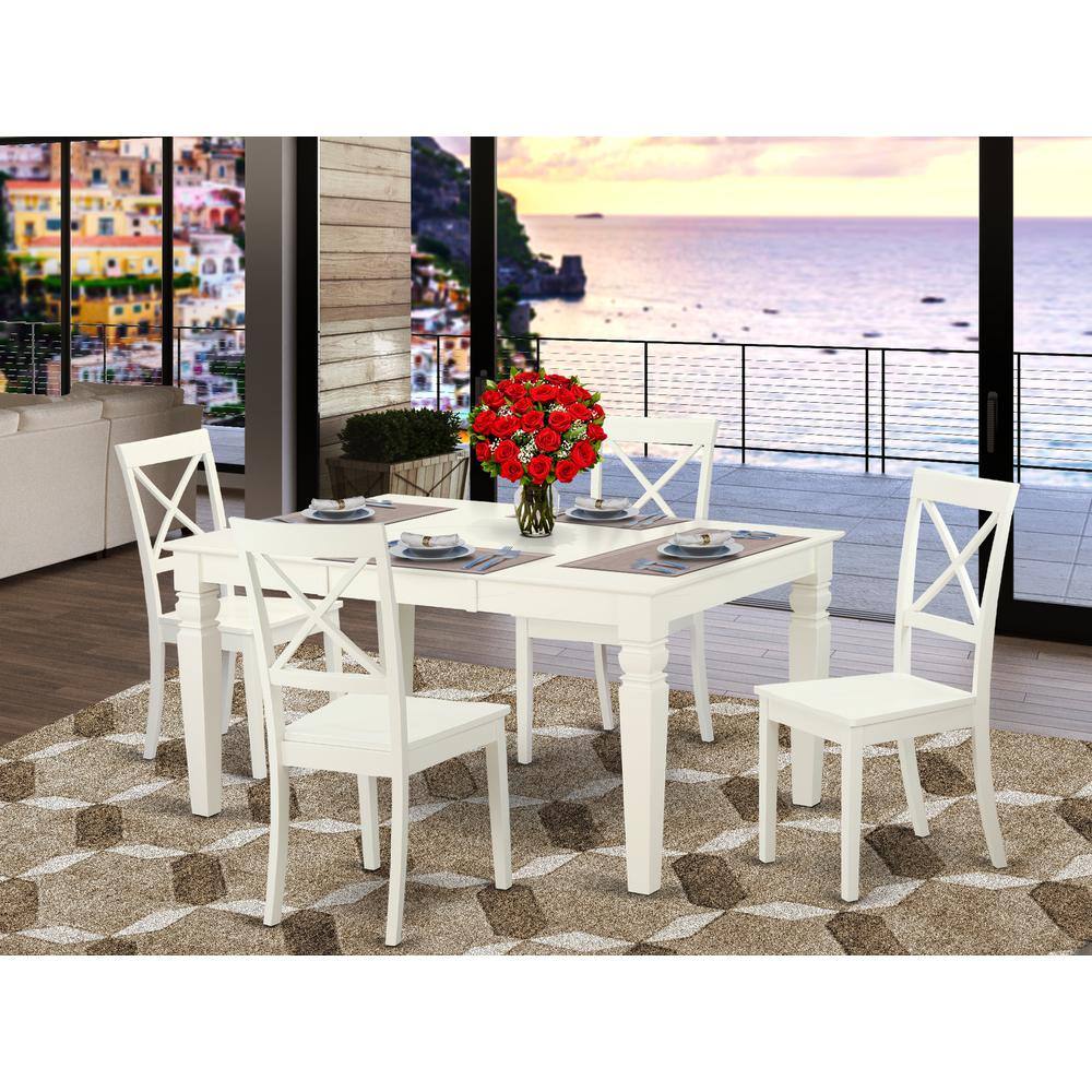 Left. East West Furniture - Dining Room Set Linen White - Linen White.