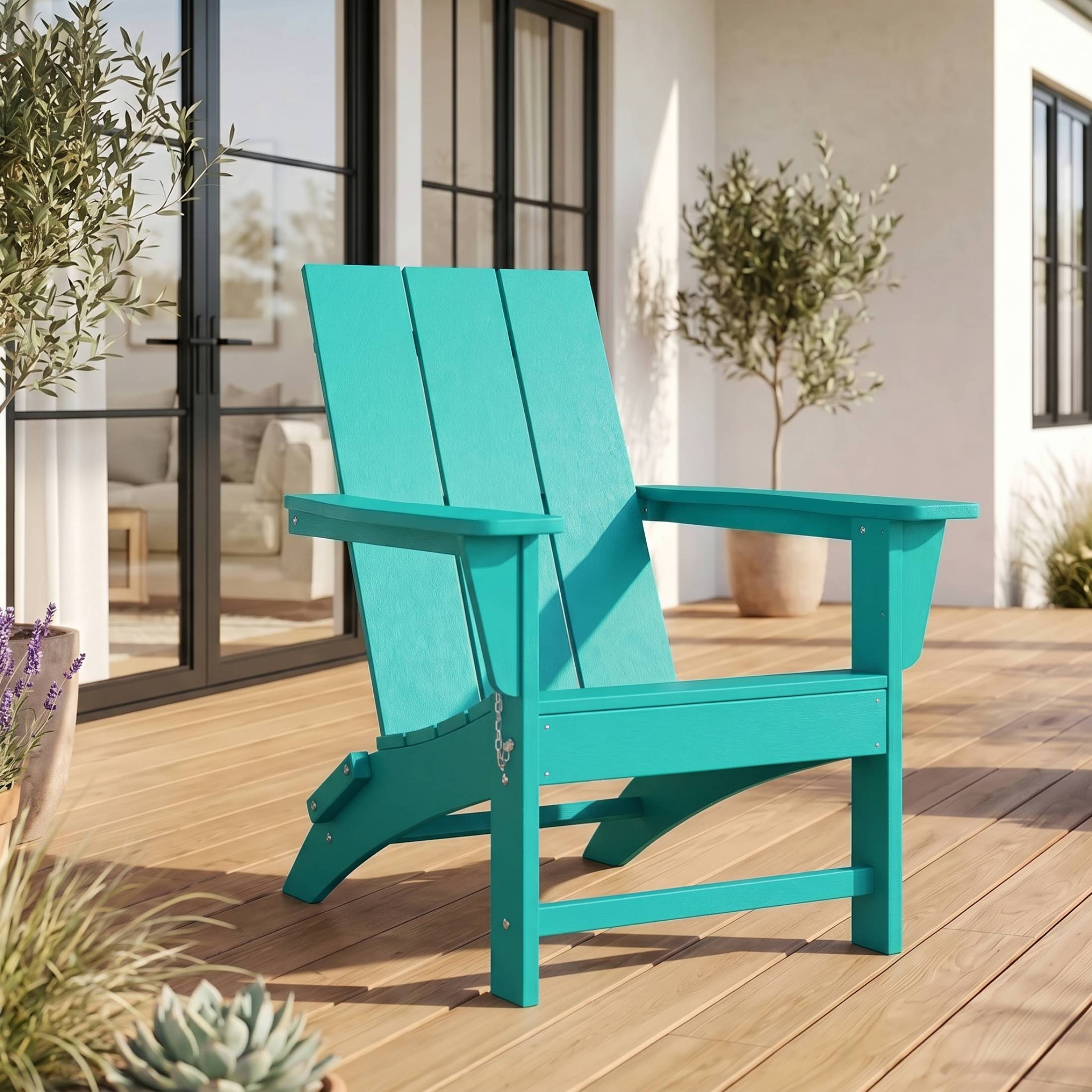 Angle. WestinTrends - WestinTrends Ashore Outdoor HDPE Modern Folding Adirondack Chair - Turquoise.