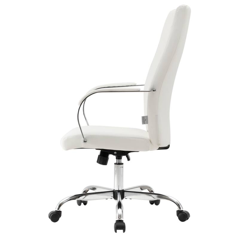 Alt View 8. LeisureMod - Set of 4 Sonora Modern High-Back Leather Computer Office Chair with Adjustable Height and Swivel for Home Office - White.