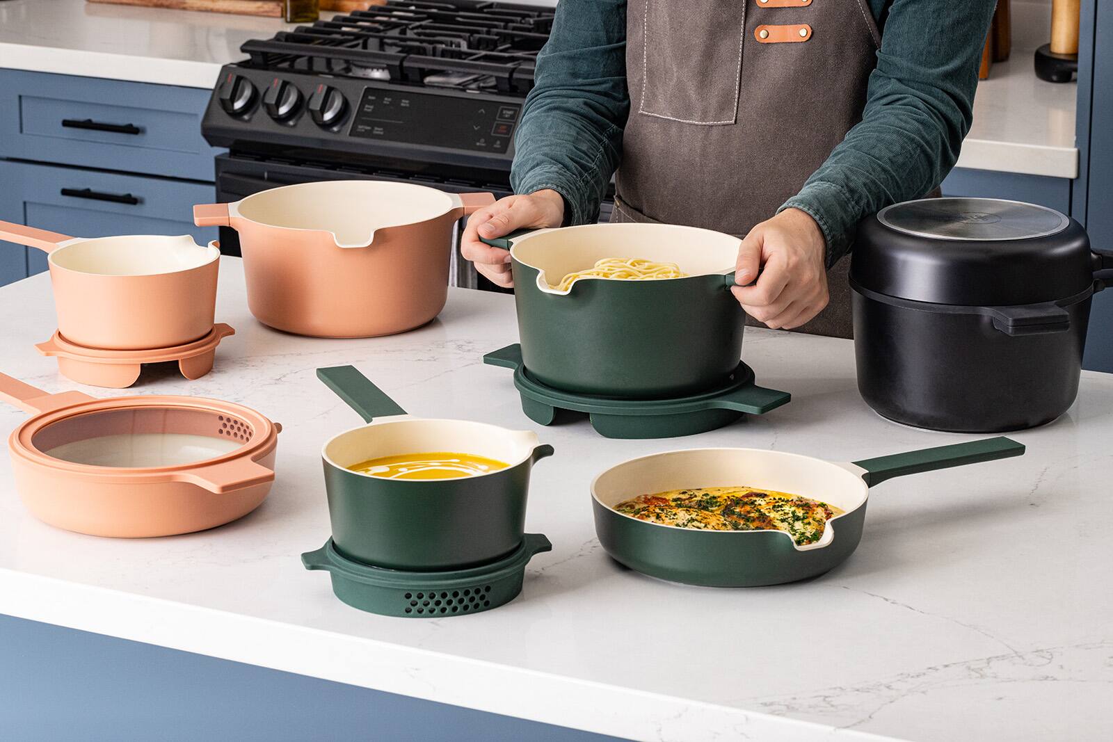 Alt View 4. Alva - Alva Neat 5-Piece Nesting Cookware Set - Peach.