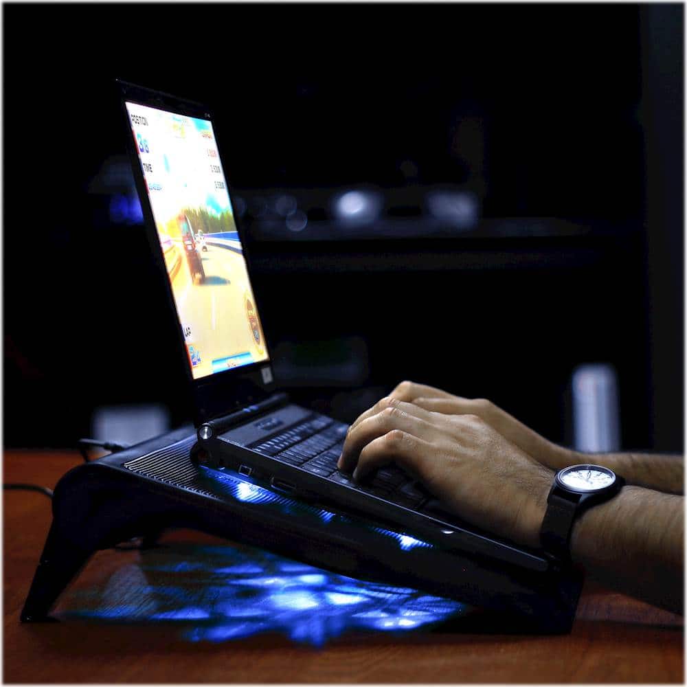 Alt View 17. ENHANCE - Gaming Laptop Cooling Pad Stand with LED Cooler Fans - Blue.