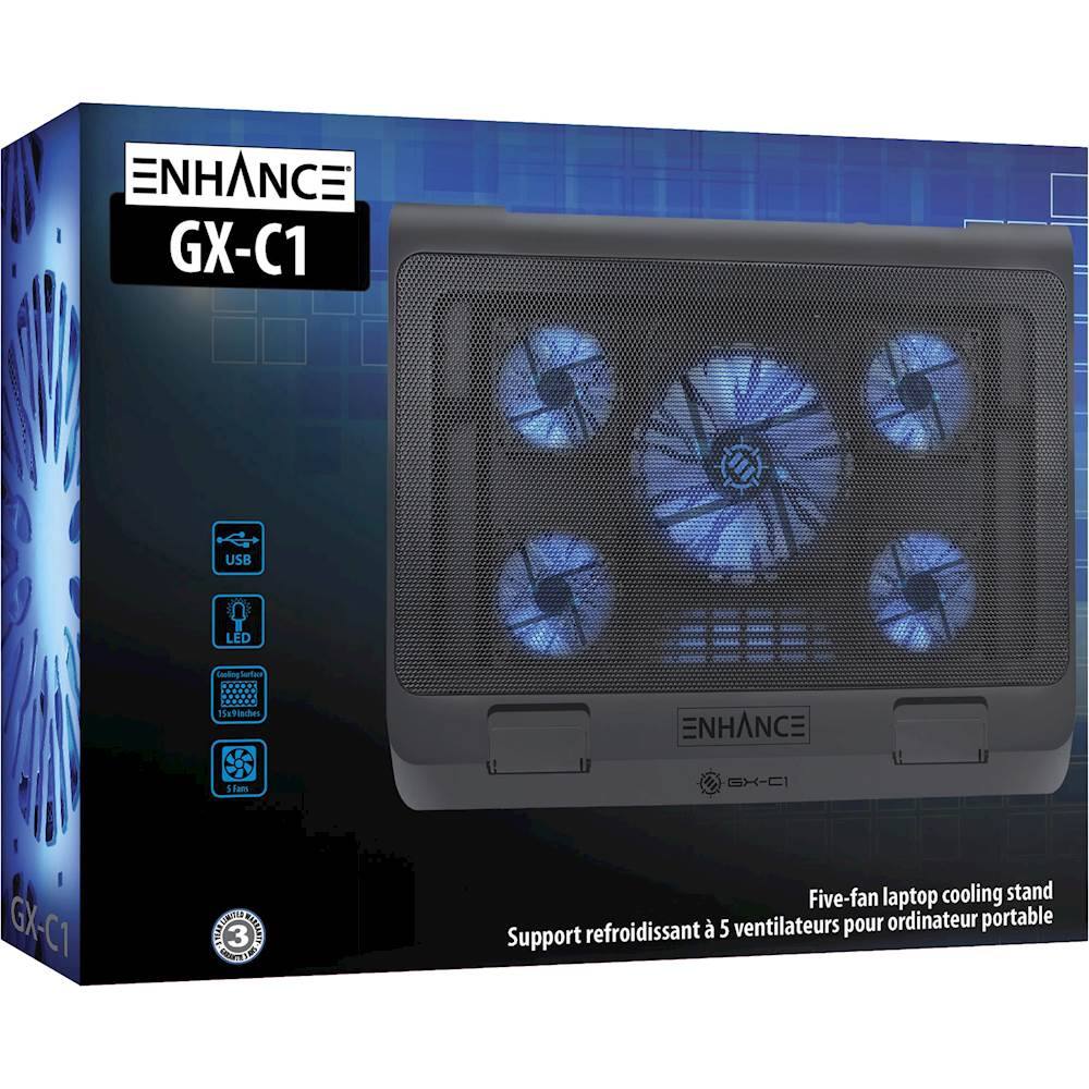 Alt View 18. ENHANCE - Gaming Laptop Cooling Pad Stand with LED Cooler Fans - Blue.
