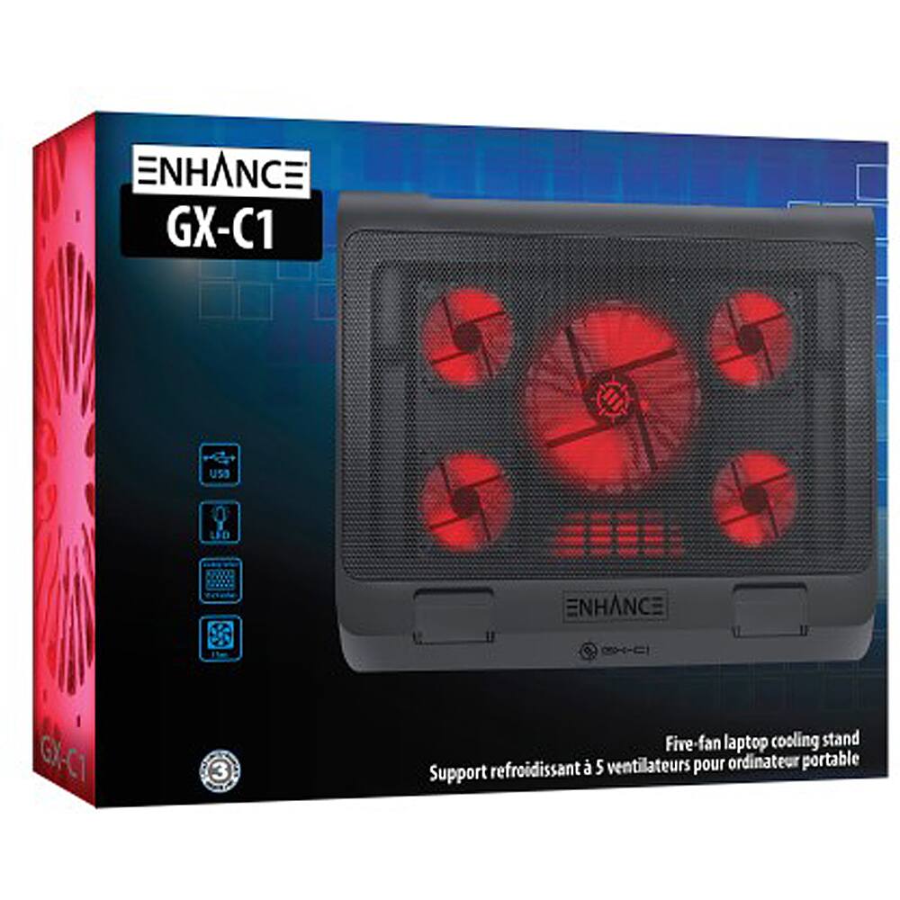 Alt View 13. ENHANCE - Gaming Laptop Cooling Pad Stand with LED Cooler Fans & Dual USB Port.