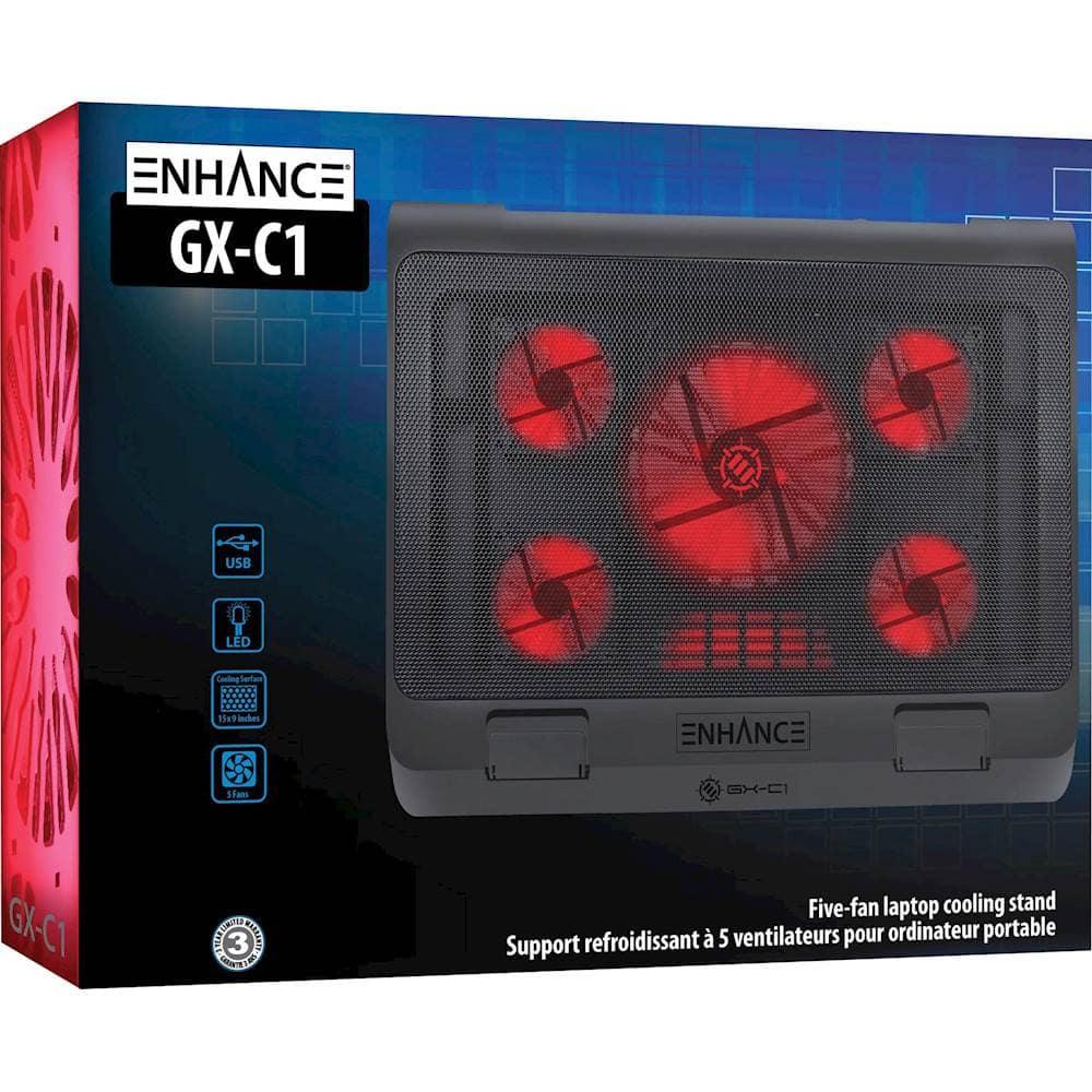 Alt View 18. ENHANCE - Gaming Laptop Cooling Pad Stand with LED Cooler Fans & Dual USB Port.