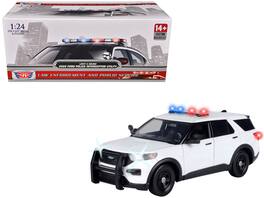 Motormax - 2022 Ford Police Interceptor Utility Plain Builder's Kit with Flashing Light Bar Front and Rear Lights Sounds 1/24 - White