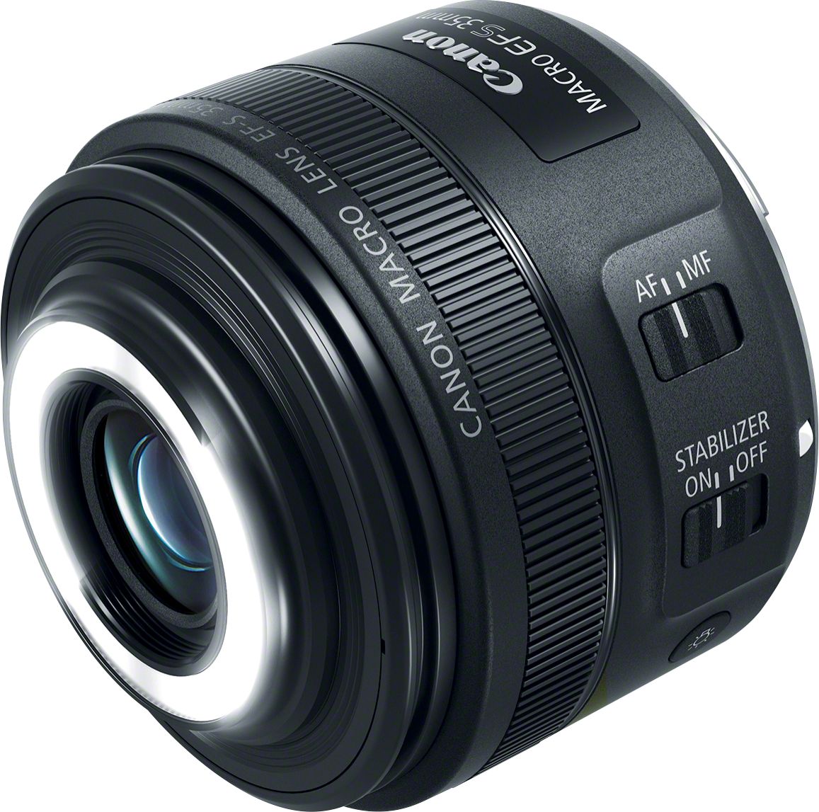 Left View: Canon - EF-S 35mm f/2.8 Macro IS STM Lens for APS-C DSLR - Black