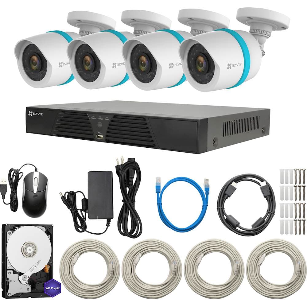 Best Buy EZVIZ 4Channel, 4Camera Indoor/Outdoor Wired 1TB DVR