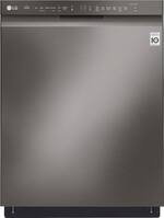 LG - 24" Front-Control Built-In Dishwasher with Stainless Steel Tub, QuadWash, 48 dBa - PrintProof Black Stainless Steel - Front_Standard