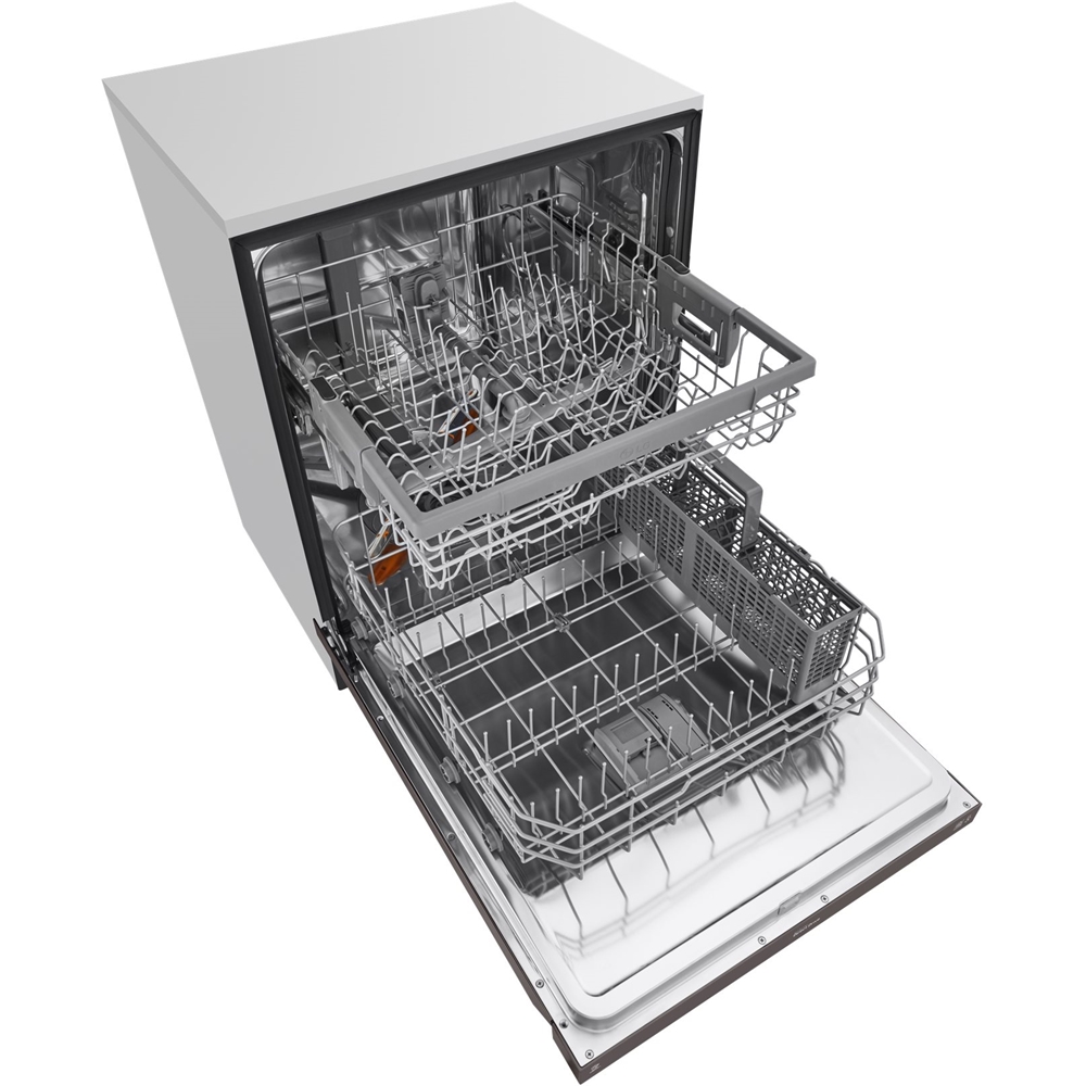 Left View: LG - 24" Front-Control Built-In Dishwasher with Stainless Steel Tub, QuadWash, 48 dBa - Stainless steel