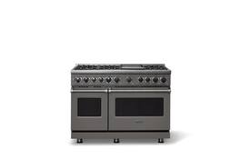Viking - 48"W. 7.3 Cu. Ft. 7Series Self-Clean LP Dual Fuel 8 Burner Range/Griddle-Damascus Gray - Damascus Gray