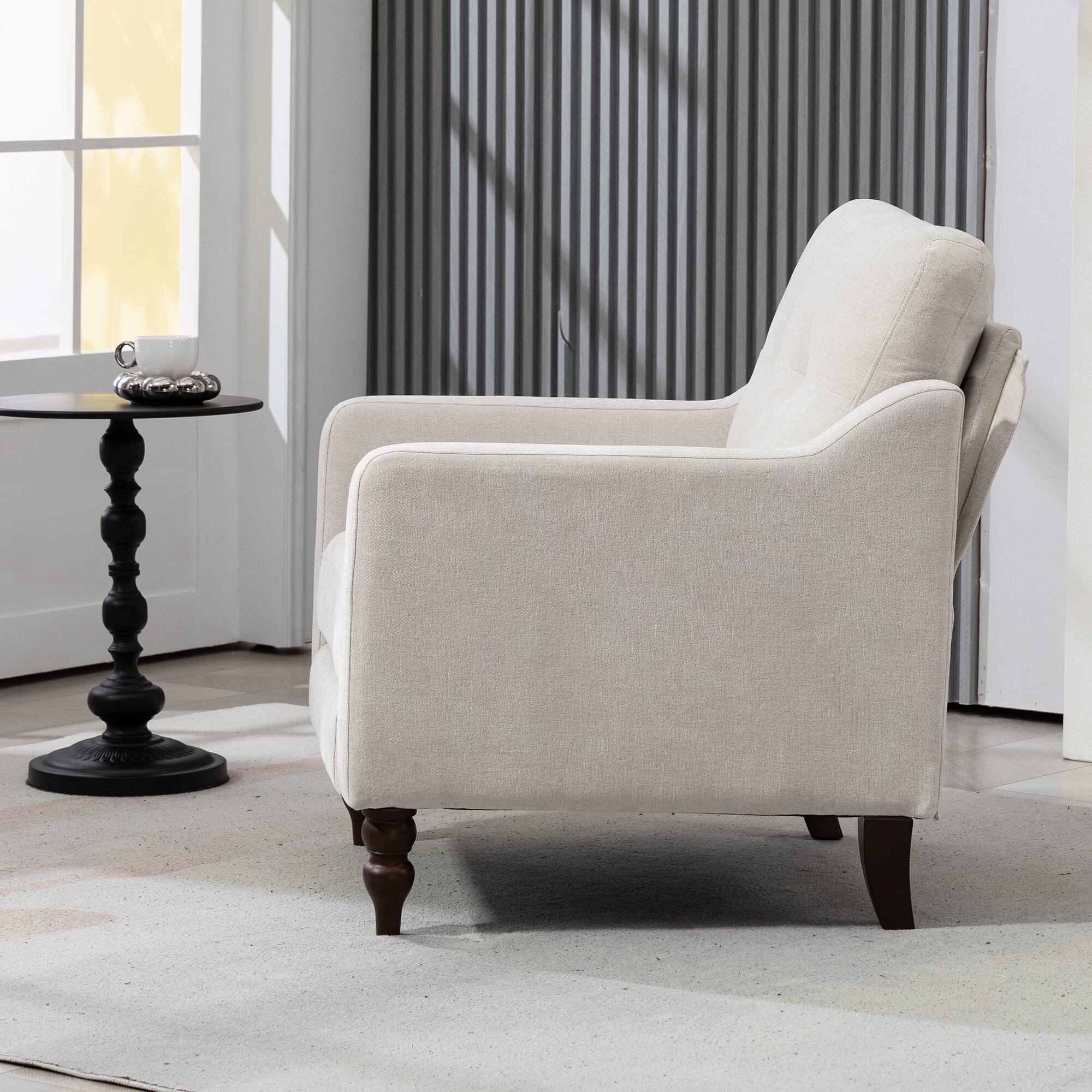 Alt View 2. APRILSOUL - Accent Comfy Chenille Chair charging Comfy Upholstered Arm Chair Storage for Living Room Bedroom - Beige.