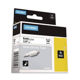 DYMO - 18051 Rhino 0.25 in. x 5 ft. Heat Shrink Tubes Industrial Label Tape - /Black Print (1-Roll) - White