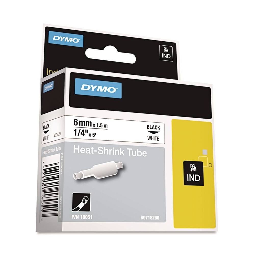 DYMO  
Heat-Shrink Tube  
6 mm x 1.5 m  
1/4" x 5'  
BLACK WHITE  
P/N 18051  
S0718260  
IND