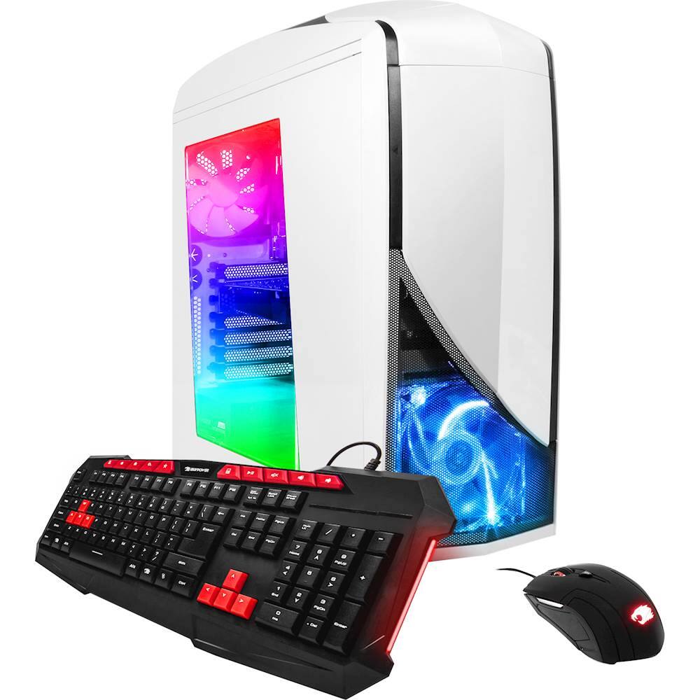 iBUYPOWER - Desktop - AMD Ryzen 5 1600 - 16GB Memory - NVIDIA GeForce GTX 1050 - 2TB Hard Drive - White/Black - Larger Front