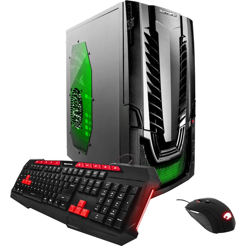 iBUYPOWER - Desktop - AMD Ryzen 5 1600 - 8GB Memory - NVIDIA GeForce GTX 1060 - 120GB Solid State Drive + 2TB Hard Drive - Black/Green - Larger Front