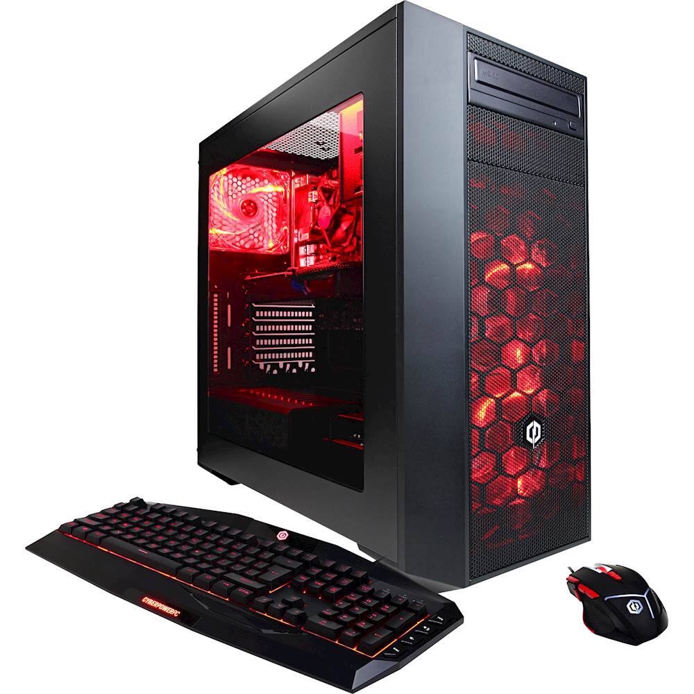 CyberPowerPC - Gamer Master Desktop - AMD Ryzen 5 1400 - 8GB Memory - NVIDIA GeForce GTX 1060 - 1TB Hard Drive - Black/Red - Larger Front