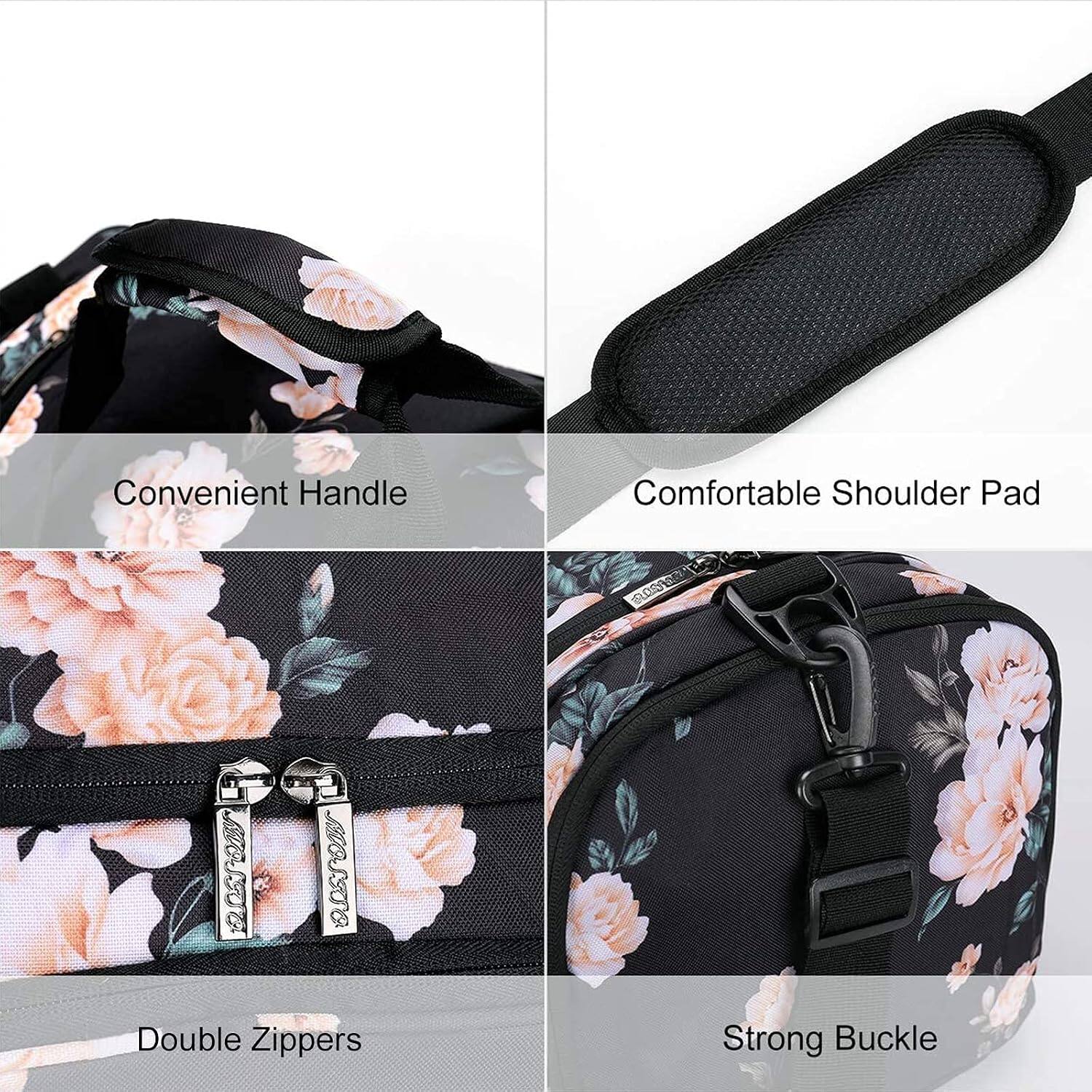 mosiso Peony Sports Duffel Bag for Women & Men, Gym Bag with Shoe ...