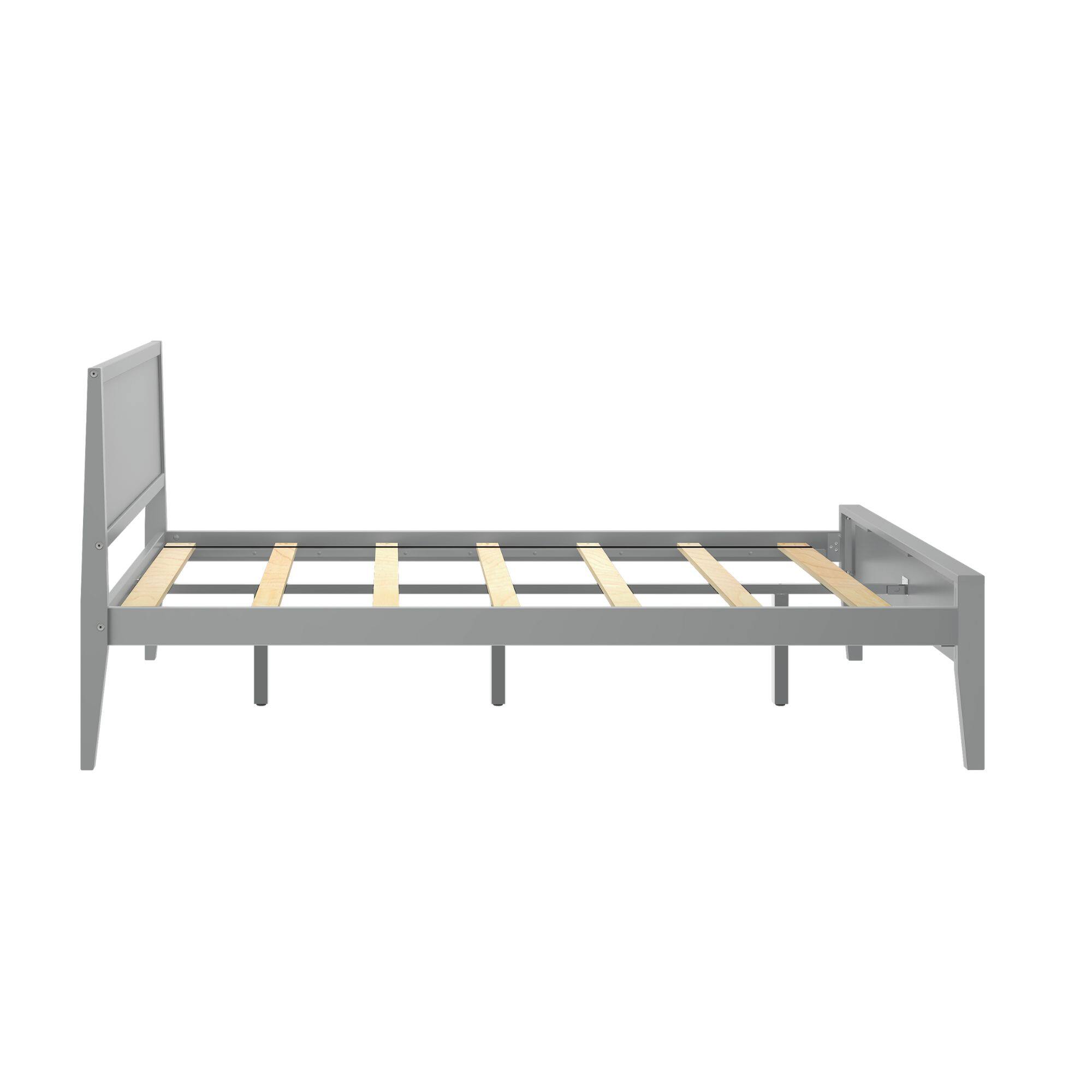 Alt View 3. Plank+Beam - Queen-Size Bed with Panel Headboard, Grey - Grey.