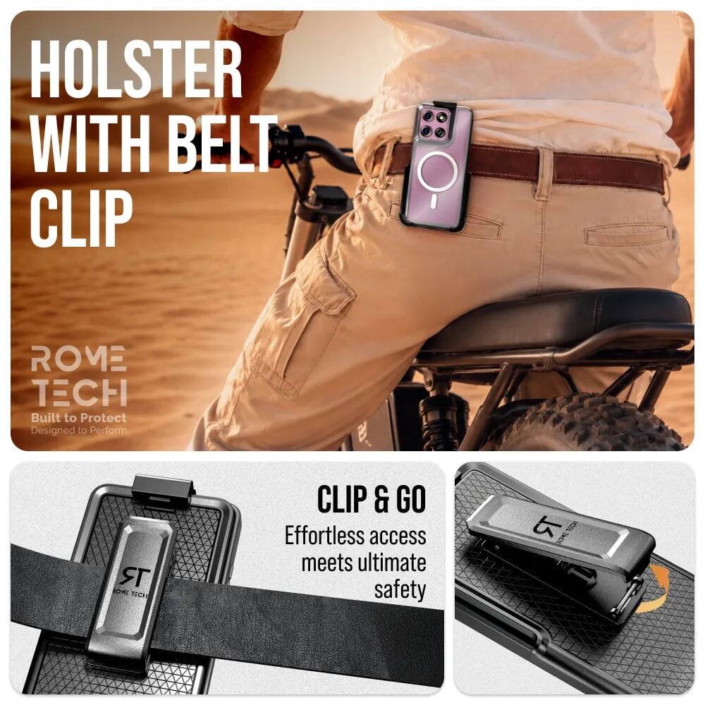 HOLSTER WITH BELT CLIP

ROME TECH
Built to Protect
Designed to Perform

CLIP & GO
Effortless access meets ultimate safety