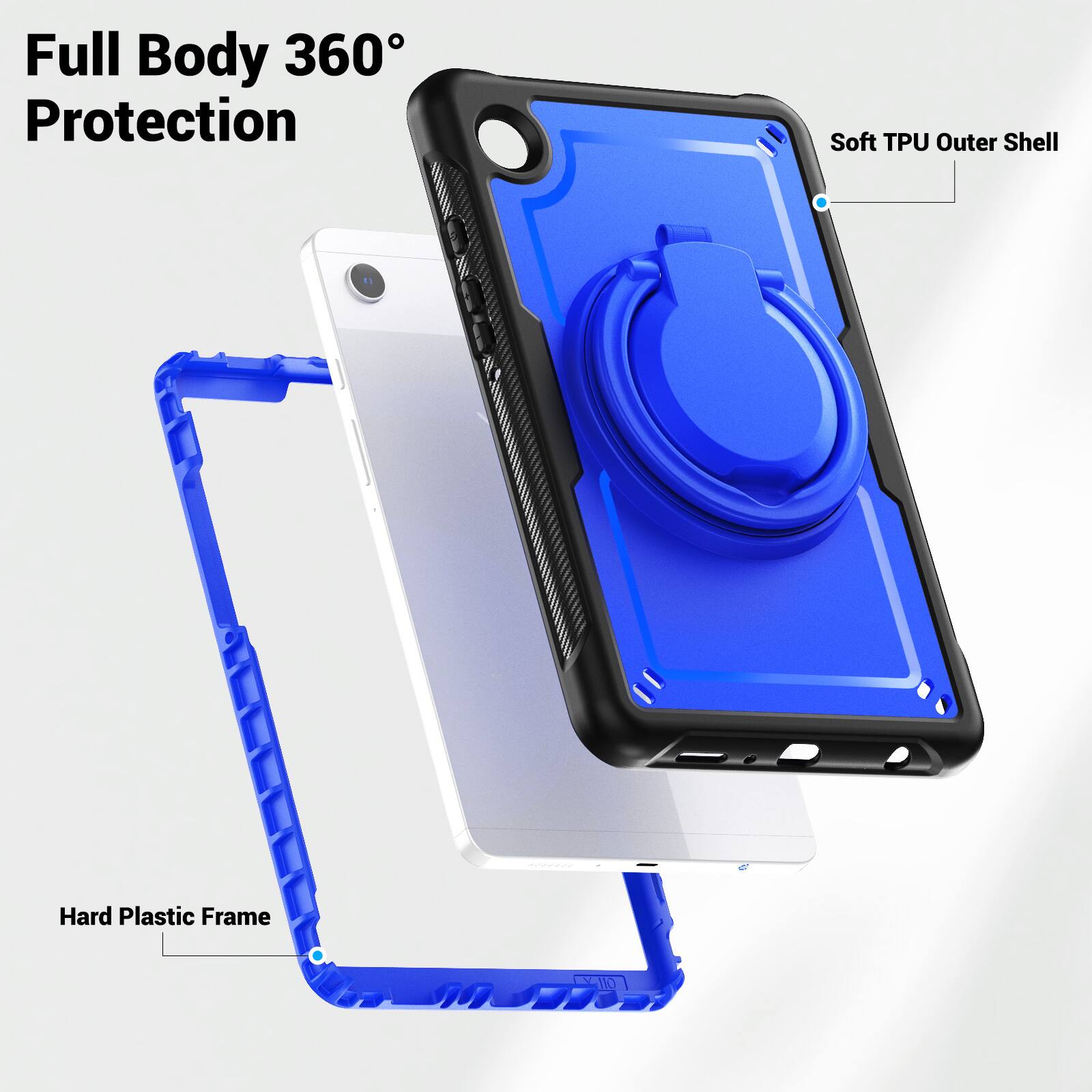 Full Body 360° Protection  
Soft TPU Outer Shell  
Hard Plastic Frame