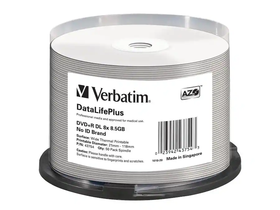 Verbatom Verbatim DataLifePlus 43754 DVD Recordable Media DVD+R DL 8x 8.50 GB 50 ...