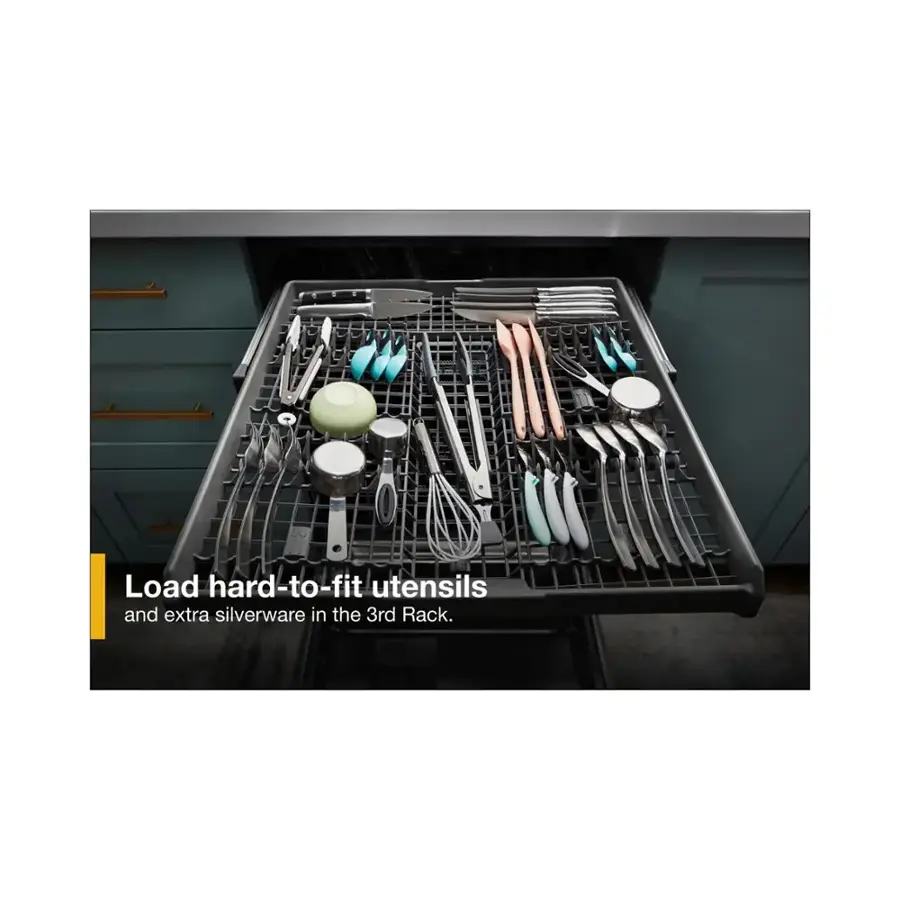 Load hard-to-fit utensils and extra silverware in the 3rd Rack.