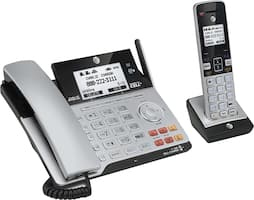 AT&T - TL86103 DECT 6.0 2-Line Expandable Corded/Cordless Phone with Bluetooth Connect to Cell and Answering System - Silver/Black - Angle_Zoom